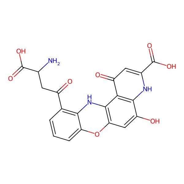 2D Structure of 3-(3-Carboxy-1,5-dihydroxy-12H-pyrido[3,2-a]phenoxazine-11-ylcarbonyl)-L-alanine