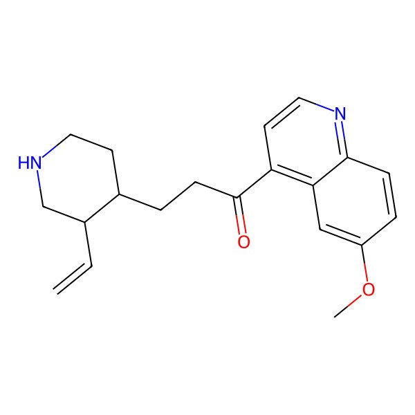 2D Structure of 3-[(3S,4S)-3-ethenylpiperidin-4-yl]-1-(6-methoxyquinolin-4-yl)propan-1-one