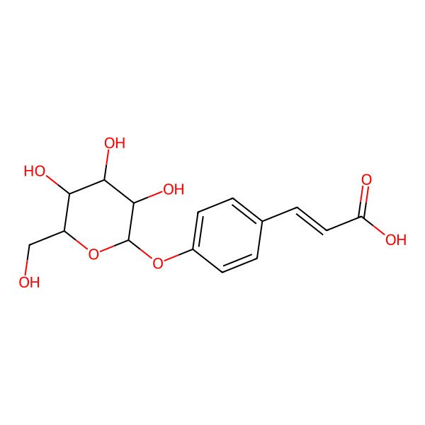 2D Structure of 3-[4-[(2S,3R,4S,5S,6R)-3,4,5-trihydroxy-6-(hydroxymethyl)oxan-2-yl]oxyphenyl]prop-2-enoic acid