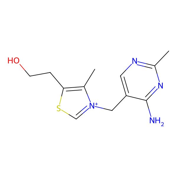2D Structure of 3-(4-Amino-2-methyl-pyrimidin-5-ylmethyl)-5-(2-hydroxy-ethyl)-4-methyl-thiazol-3-ium
