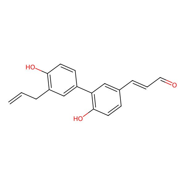 2D Structure of 3-[4-Hydroxy-3-(4-hydroxy-3-prop-2-enylphenyl)phenyl]prop-2-enal