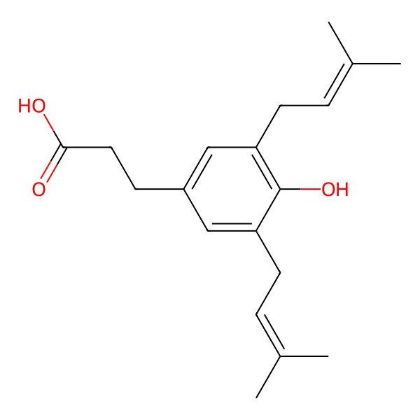 2D Structure of 3-[4-Hydroxy-3,5-bis(3-methylbut-2-enyl)phenyl]propanoic acid