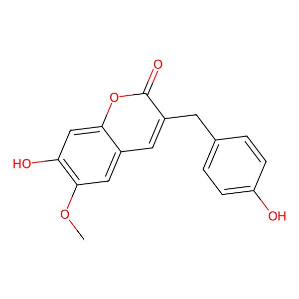 2D Structure of 3-(4-Hydroxybenzyl)-6-methoxy-7-hydroxy-2H-1-benzopyran-2-one