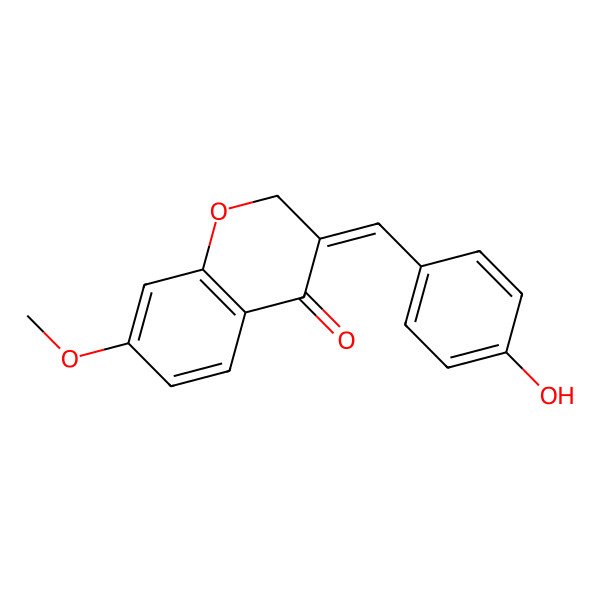 2D Structure of 3-(4-Hydroxybenzylidene)-7-methoxy-2,3-dihydro-4H-1-benzopyran-4-one