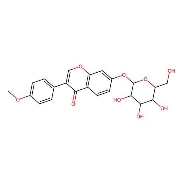 2D Structure of 3-(4-methoxyphenyl)-7-[(2S,4S,5R)-3,4,5-trihydroxy-6-(hydroxymethyl)oxan-2-yl]oxychromen-4-one