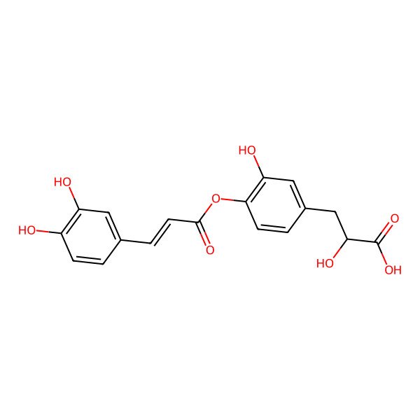 2D Structure of 3-[4-[(Z)-3-(3,4-dihydroxyphenyl)prop-2-enoyl]oxy-3-hydroxyphenyl]-2-hydroxypropanoic acid