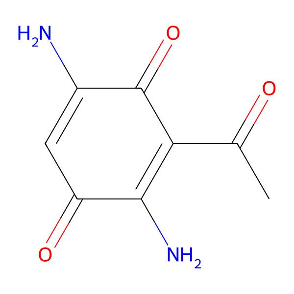 2D Structure of 3-acetyl-2,5-diaminocyclohexa-2,5-diene-1,4-dione