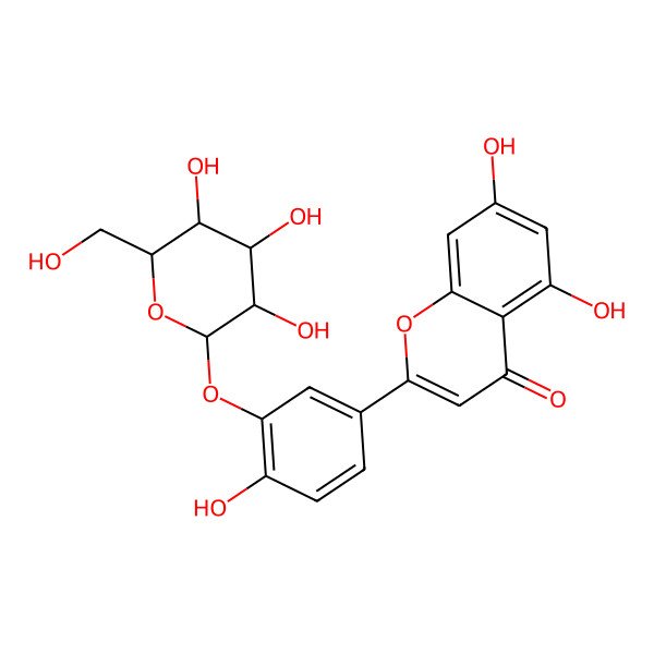 2D Structure of 3'-(alpha-D-Glucopyranosyloxy)-4',5,7-trihydroxyflavone