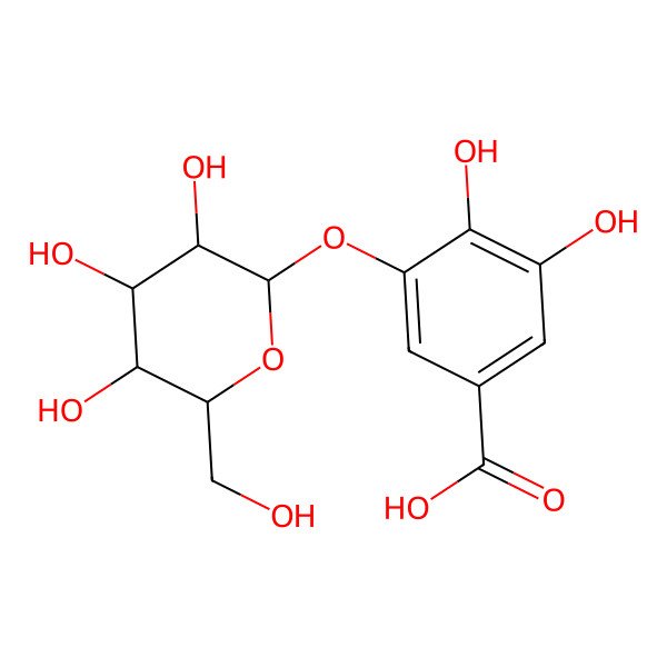 2D Structure of 3-(beta-D-Glucopyranosyloxy)-4,5-dihydroxybenzoic acid
