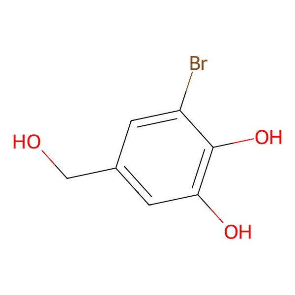 2D Structure of 3-Bromo-5-(hydroxymethyl)benzene-1,2-diol