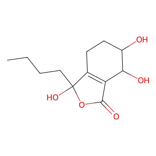 2D Structure of 3-Butyl-3,6,7-trihydroxy-4,5,6,7-tetrahydro-2-benzofuran-1-one