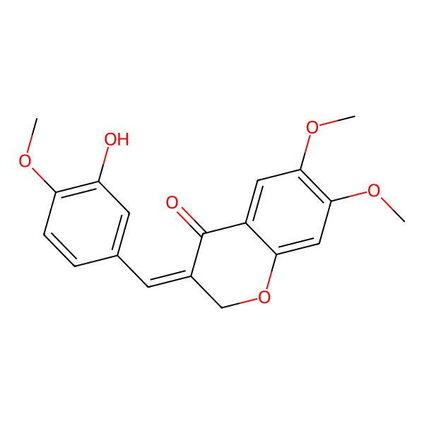 2D Structure of 3-[(E)-3-Hydroxy-4-methoxybenzylidene]-6,7-dimethoxy-2,3-dihydro-4H-1-benzopyran-4-one