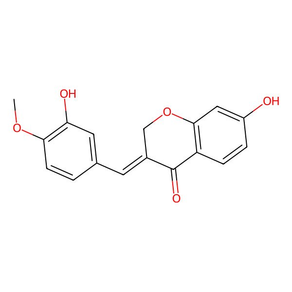 2D Structure of 3-[(E)-3-Hydroxy-4-methoxybenzylidene]-7-hydroxy-2,3-dihydro-4H-1-benzopyran-4-one