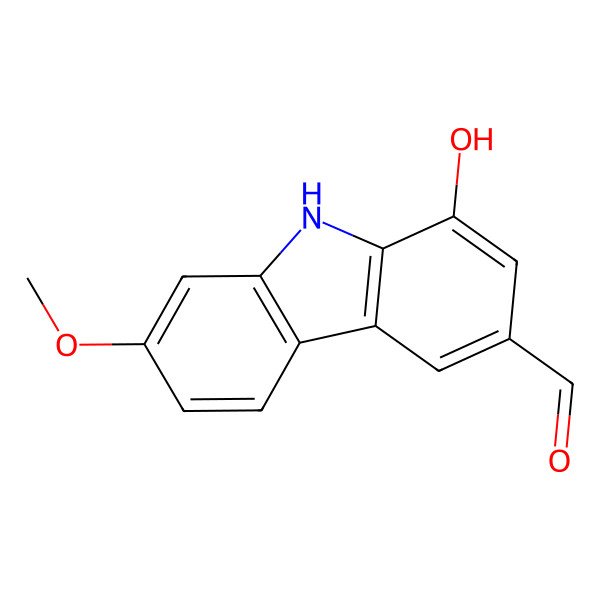 2D Structure of 3-Formyl-1-Hydroxy-7-Methoxycarbazole 2D Structure of 3-Formyl-1-Hydroxy-7-Methoxycarbazole
