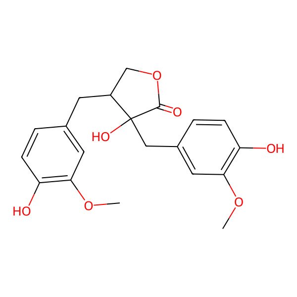 2D Structure of 3-Hydroxy-3,4-bis[(4-hydroxy-3-methoxyphenyl)methyl]oxolan-2-one