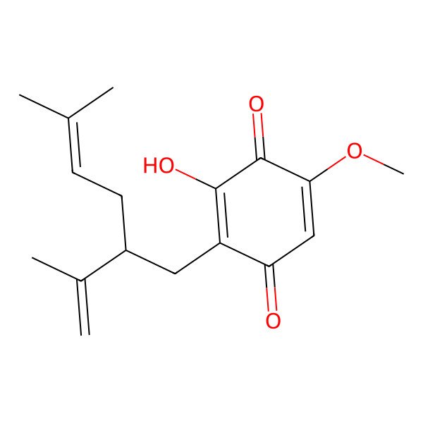 2D Structure of 3-Hydroxy-5-methoxy-2-(5-methyl-2-prop-1-en-2-ylhex-4-enyl)cyclohexa-2,5-diene-1,4-dione