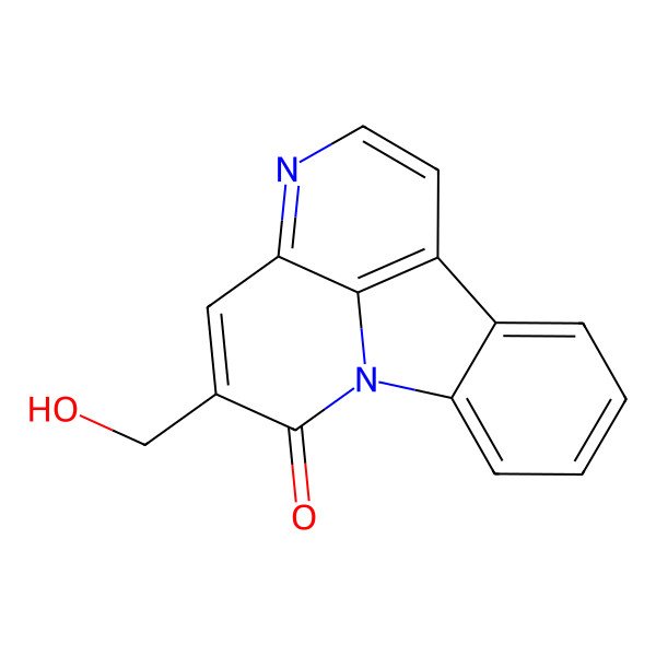 2D Structure of 3-(Hydroxymethyl)-1,6-diazatetracyclo[7.6.1.05,16.010,15]hexadeca-3,5(16),6,8,10,12,14-heptaen-2-one