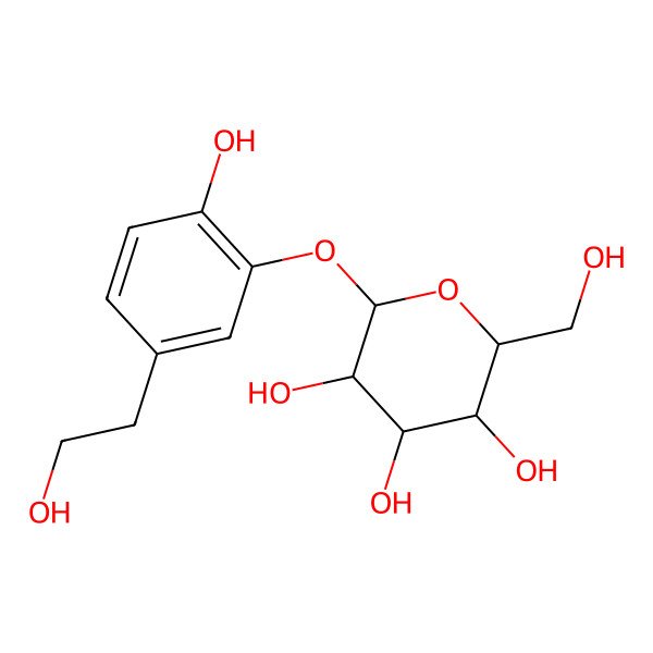 2D Structure of 3-Hydroxytyrosol 3-O-glucoside