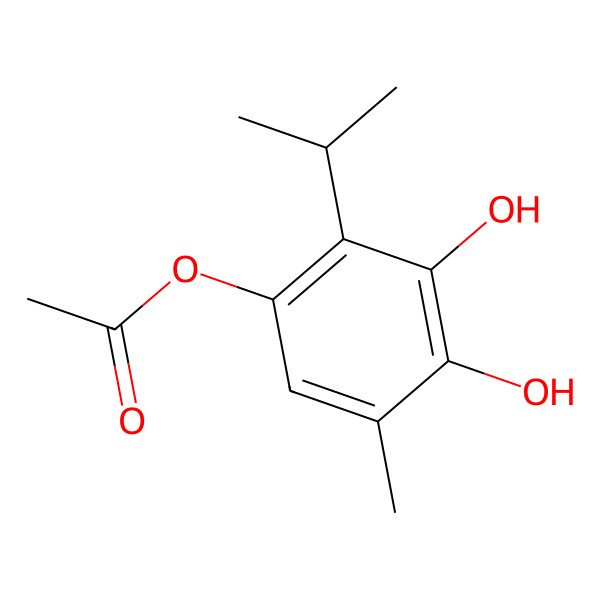 2D Structure of (3,4-Dihydroxy-5-methyl-2-propan-2-ylphenyl) acetate 2D Structure of (3,4-Dihydroxy-5-methyl-2-propan-2-ylphenyl) acetate