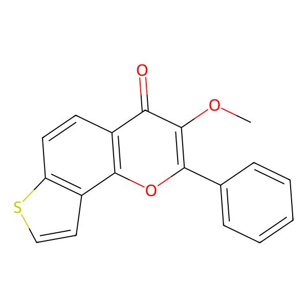 2D Structure of 3-Methoxy-2-phenyl-thieno[2,3-h]chromen-4-one