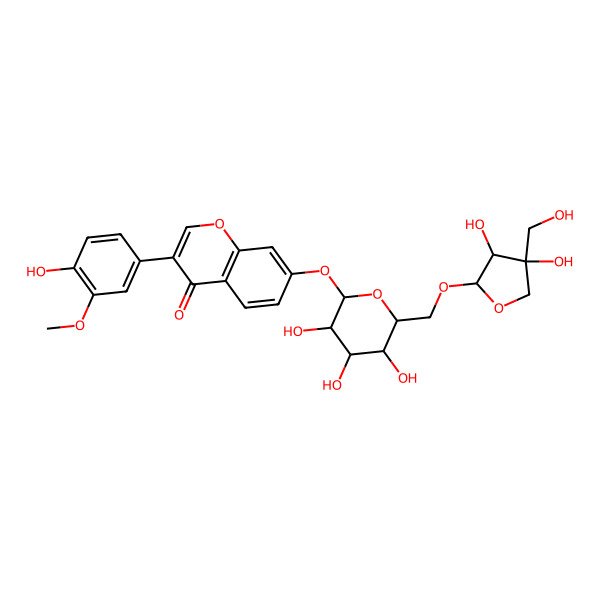 2D Structure of 3'-Methoxy-4'-hydroxy-7-(6-O-(D-apio-beta-D-furanosyl)-beta-D-glucopyranosyloxy)isoflavone