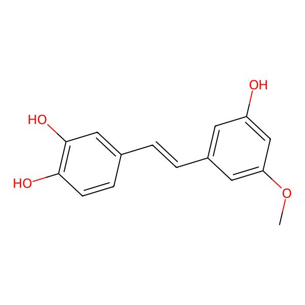 2D Structure of 4-[(E)-2-(3-hydroxy-5-methoxyphenyl)ethenyl]benzene-1,2-diol