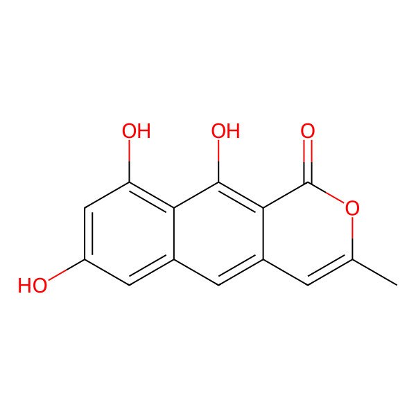 2D Structure of 3-Methyl-7,9,10-trihydroxy-1H-naphtho[2,3-c]pyran-1-one