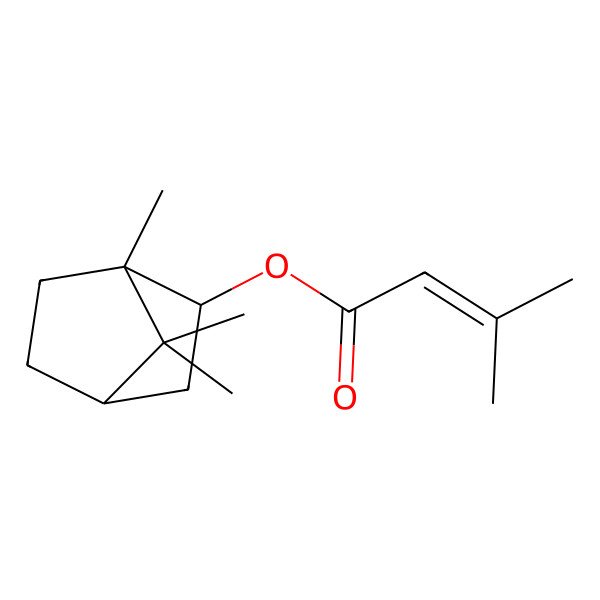 2D Structure of 3-Methyl-but-2-enoic acid, 1,7,7-trimethyl-bicyclo[2.2.1]hept-2-yl ester