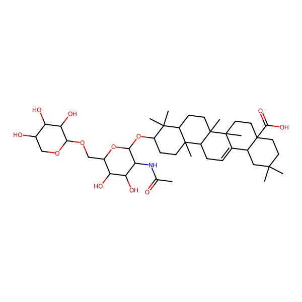 2D Structure of 3-O-[alpha-L-arabinopyranosyl-(1->6)]-2-acetamido-2-deoxy-beta-D-glucopyranosyl oleanolic acid