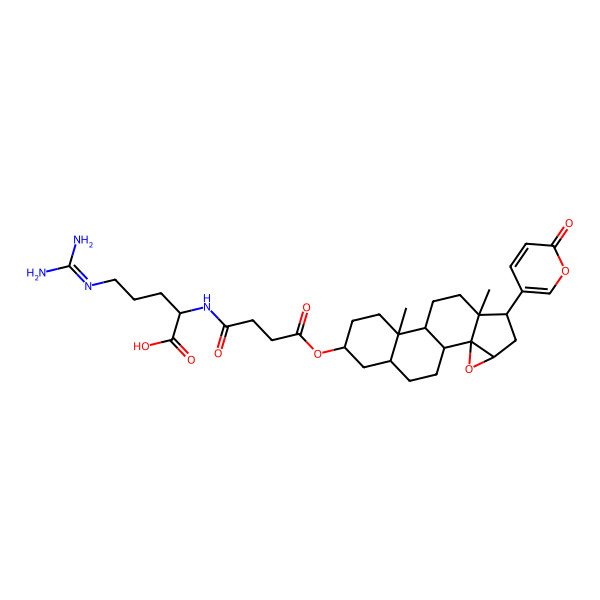 2D Structure of (2S)-5-(diaminomethylideneamino)-2-[[4-[[(1R,2S,4R,6R,7R,10S,11S,14S,16R)-7,11-dimethyl-6-(6-oxopyran-3-yl)-3-oxapentacyclo[8.8.0.02,4.02,7.011,16]octadecan-14-yl]oxy]-4-oxobutanoyl]amino]pentanoic acid