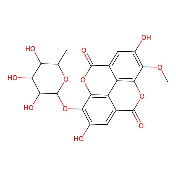 2D Structure of 3-O-methylellagic acid 3'-O-alpha-rhamnopyranoside