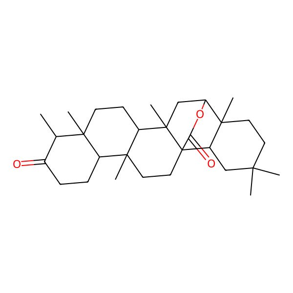 2D Structure of 3-Oxo-16alpha-hydroxy-D:A-friedoolean-27-oic acid 27,16-lactone