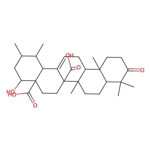 2D Structure of 3-Oxo-22alpha-hydroxyurs-12-ene-27,28-dioic acid