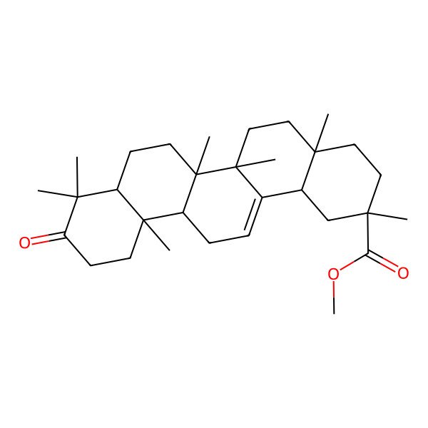 2D Structure of methyl (2R,4aS,6aR,6aS,6bR,8aR,12aR,14bR)-2,4a,6a,6b,9,9,12a-heptamethyl-10-oxo-3,4,5,6,6a,7,8,8a,11,12,13,14b-dodecahydro-1H-picene-2-carboxylate