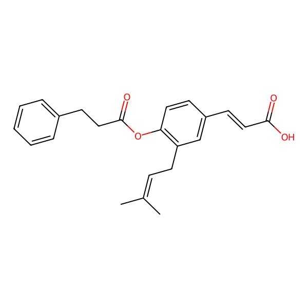 2D Structure of 3-Prenyl-4-(3-phenylpropionyloxy)cinnamic acid