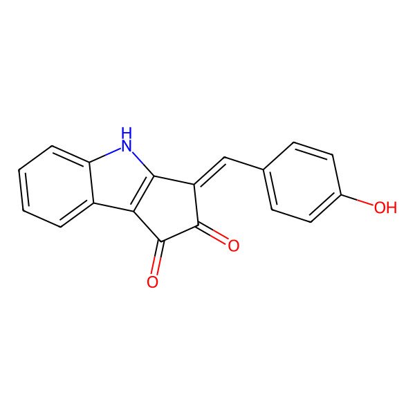 2D Structure of (3Z)-3-[(4-hydroxyphenyl)methylidene]-4H-cyclopenta[b]indole-1,2-dione