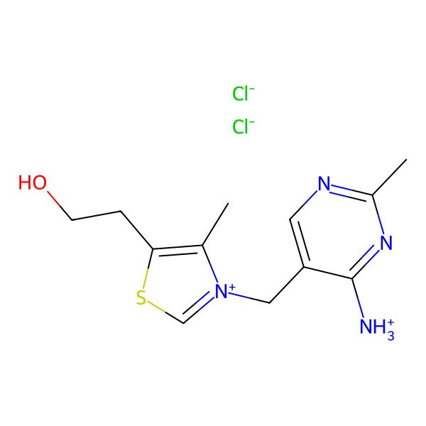 2D Structure of [5-[[5-(2-hydroxyethyl)-4-methyl-1,3-thiazol-3-ium-3-yl]methyl]-2-methylpyrimidin-4-yl]azanium;dichloride
