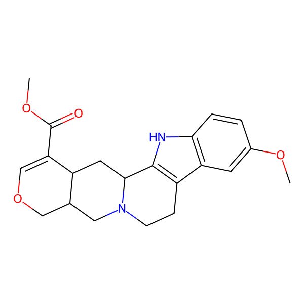 2D Structure of Methyl 7-methoxy-17-oxa-3,13-diazapentacyclo[11.8.0.02,10.04,9.015,20]henicosa-2(10),4(9),5,7,18-pentaene-19-carboxylate