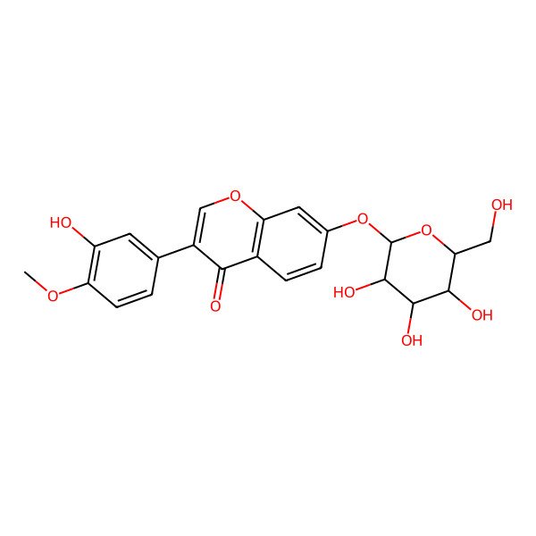 2D Structure of 3-(3-hydroxy-4-methoxyphenyl)-7-[(2S,4S,5S)-3,4,5-trihydroxy-6-(hydroxymethyl)oxan-2-yl]oxychromen-4-one