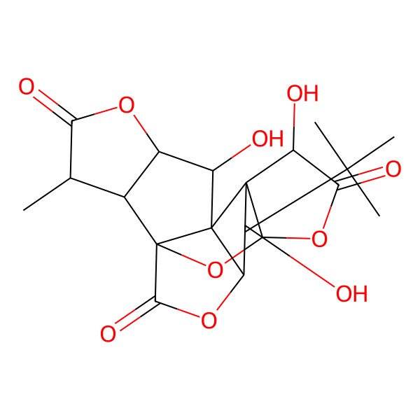 2D Structure of (1S,3R,6R,7S,8S,9R,10S,11R,12R,13R,16S)-8-tert-butyl-6,9,12-trihydroxy-16-methyl-2,4,14,19-tetraoxahexacyclo[8.7.2.01,11.03,7.07,11.013,17]nonadecane-5,15,18-trione