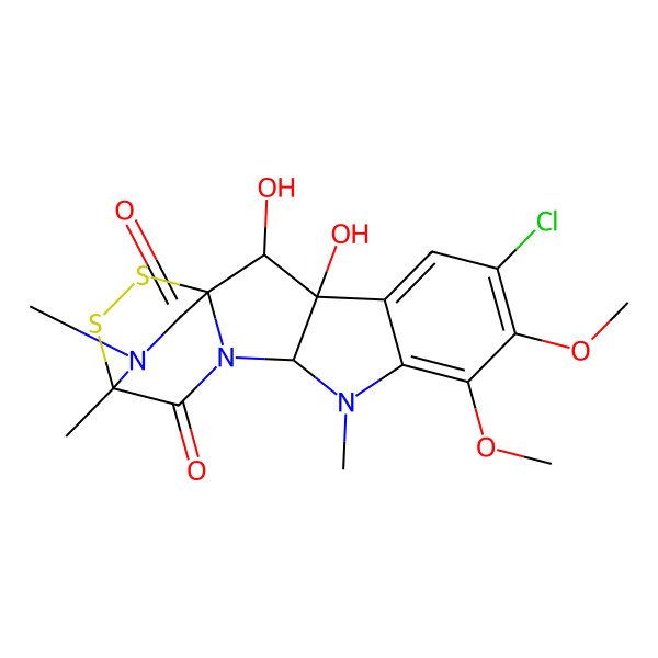 2D Structure of 3,11a-Epidithio-11aH-pyrazino1,2:1,5pyrrolo2,3-bindole-1,4-dione, 9-chloro-2,3,5a,6,10b,11-hexahydro
