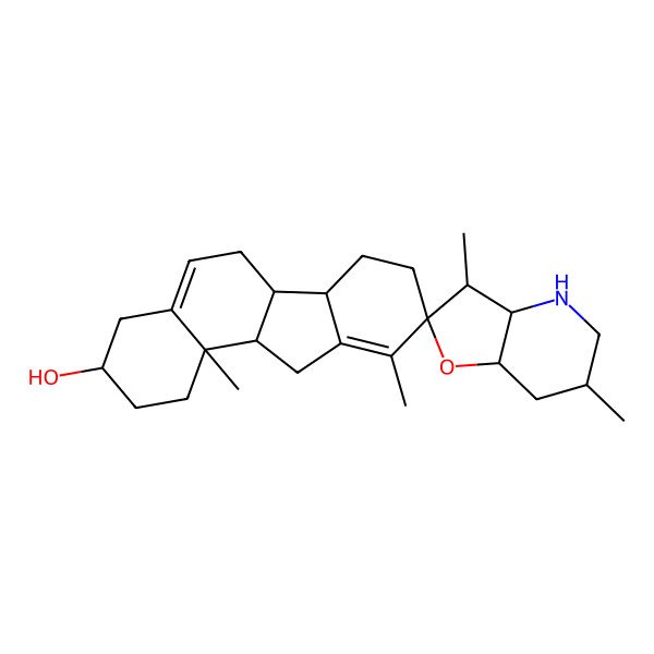 2D Structure of 3',6',10,11b-tetramethylspiro[2,3,4,6,6a,6b,7,8,11,11a-decahydro-1H-benzo[a]fluorene-9,2'-3a,4,5,6,7,7a-hexahydro-3H-furo[3,2-b]pyridine]-3-ol