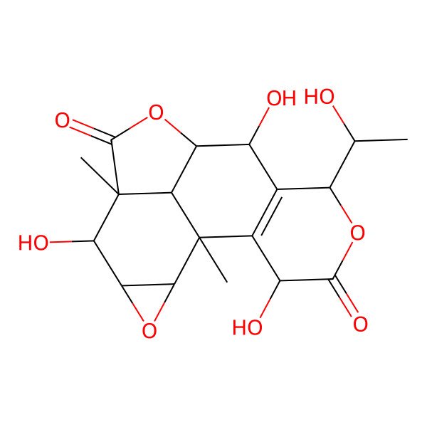 2D Structure of (1S,5R,6R,9S)-5,10,15-trihydroxy-12-(1-hydroxyethyl)-1,6-dimethyl-3,8,13-trioxapentacyclo[7.7.1.02,4.06,17.011,16]heptadec-11(16)-ene-7,14-dione