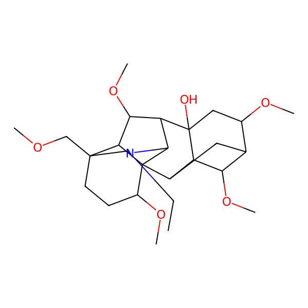 2D Structure of (4R,6S,8R,9S,13S,18R)-11-ethyl-4,6,16,18-tetramethoxy-13-(methoxymethyl)-11-azahexacyclo[7.7.2.12,5.01,10.03,8.013,17]nonadecan-8-ol