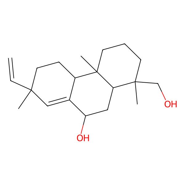 2D Structure of (1R,4aS,4bR,7R,9R,10aR)-7-ethenyl-1-(hydroxymethyl)-1,4a,7-trimethyl-3,4,4b,5,6,9,10,10a-octahydro-2H-phenanthren-9-ol 2D Structure of (1R,4aS,4bR,7R,9R,10aR)-7-ethenyl-1-(hydroxymethyl)-1,4a,7-trimethyl-3,4,4b,5,6,9,10,10a-octahydro-2H-phenanthren-9-ol