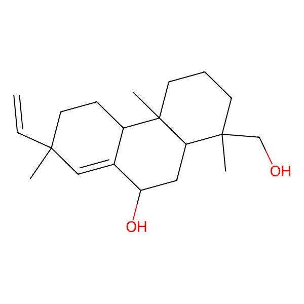 2D Structure of (1R,4aS,4bR,7R,9R,10aR)-7-ethenyl-1-(hydroxymethyl)-1,4a,7-trimethyl-3,4,4b,5,6,9,10,10a-octahydro-2H-phenanthren-9-ol