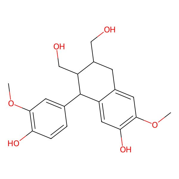 2D Structure of (6S)-3-Methoxy-6alpha,7alpha-bis(hydroxymethyl)-8beta-(3-methoxy-4-hydroxyphenyl)-5,6,7,8-tetrahydro-2-naphthol