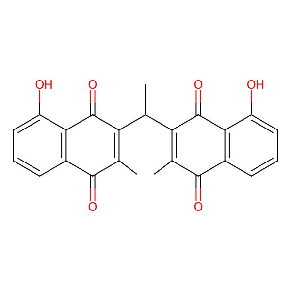 2D Structure of 5-Hydroxy-3-[1-(8-hydroxy-3-methyl-1,4-dioxonaphthalen-2-yl)ethyl]-2-methylnaphthalene-1,4-dione