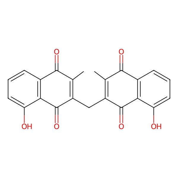2D Structure of 3,3'-Methylenebis(2-methyl-5-hydroxy-1,4-naphthoquinone) 2D Structure of 3,3'-Methylenebis(2-methyl-5-hydroxy-1,4-naphthoquinone)
