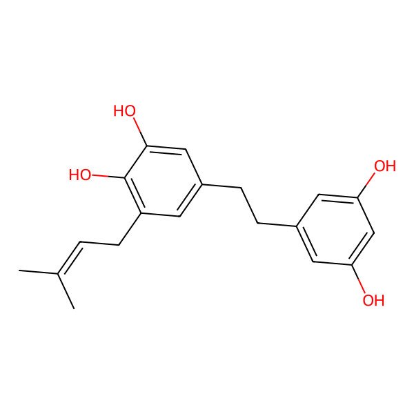2D Structure of 3,3',4,5'-Tetrahydroxy-5-prenylbibenzyl
